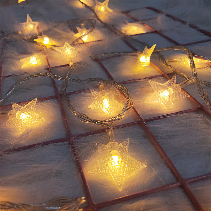 Estrela de natal luz corda cintilação alimentado por bateria 10/20/30/40leds guirlandas de fadas lâmpada para casamento decoração festa em casa dia das bruxas
