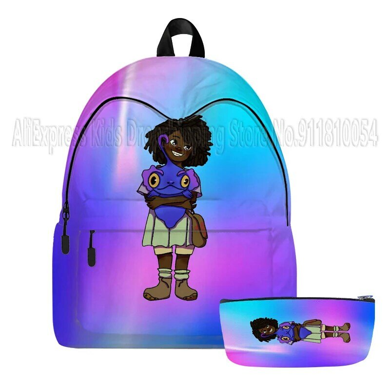 2 pçs a besta do mar crianças sacos de escola com caneta caso dos desenhos animados mochilas crianças adolescentes mochilas meninas meninos