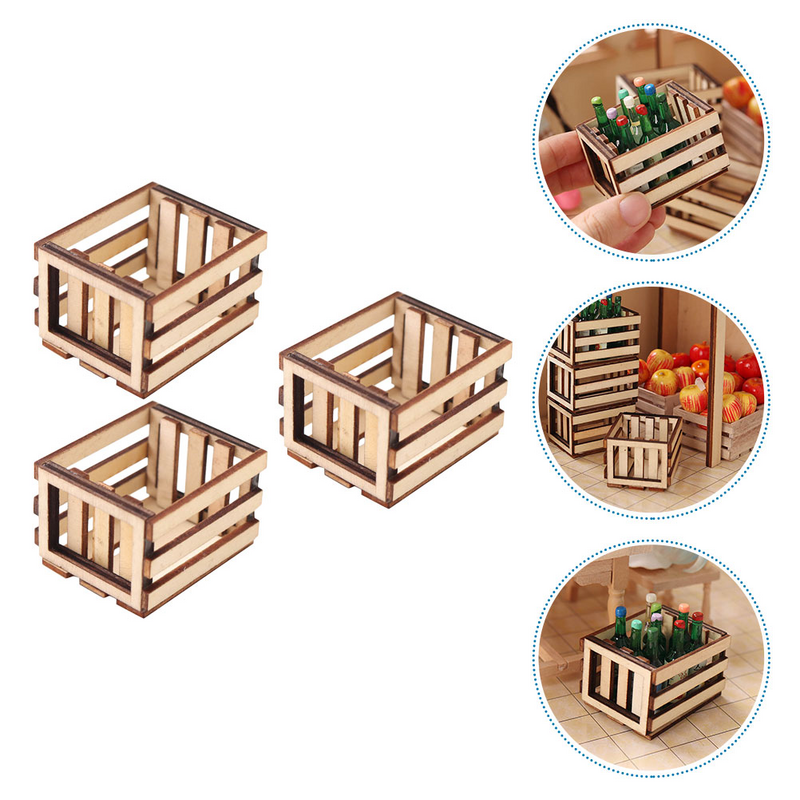 Mini Basket Baskets Miniature Crates Crafts Storage Wooden Dollhouse House Furniture Tiny Model Container Accessory Scale 1