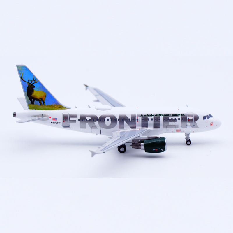 Liga Collectible Avião Presente, Frontier Airlines, Montana the Elk, Airbus A318 Diecast Aircraft Model, NG Modelo 1:400, N802FR, 48010