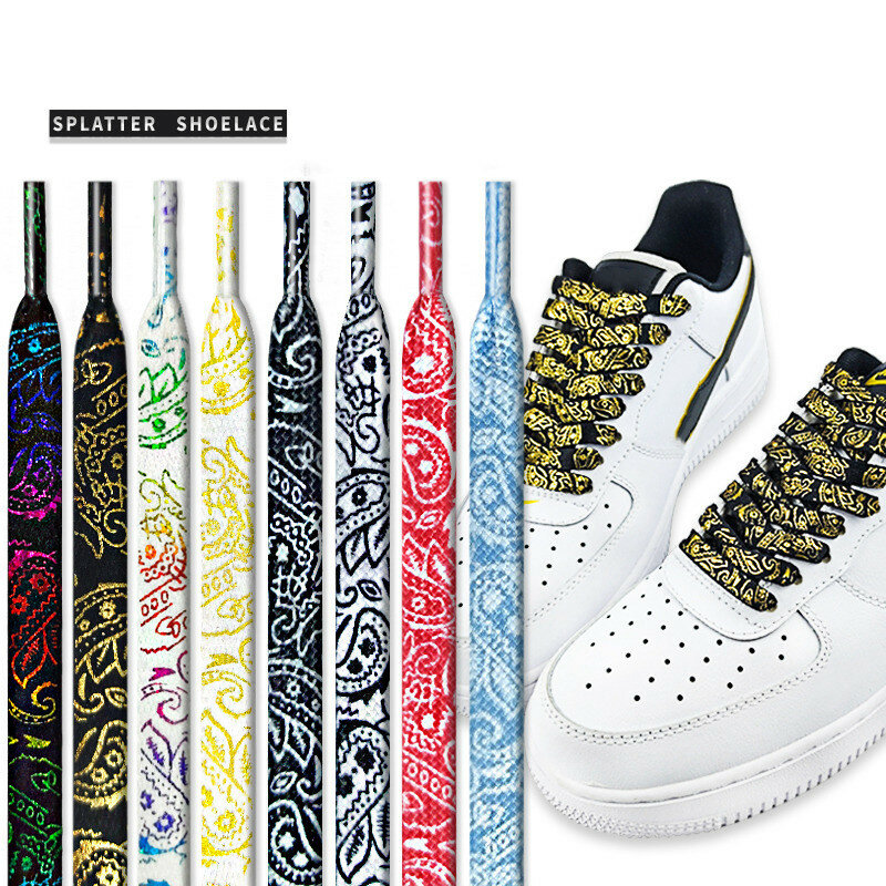 Cordones dorados para zapatos planos, cordones de flor de anacardo para zapatillas deportivas pintadas a mano, cordones de tenis de baloncesto informales