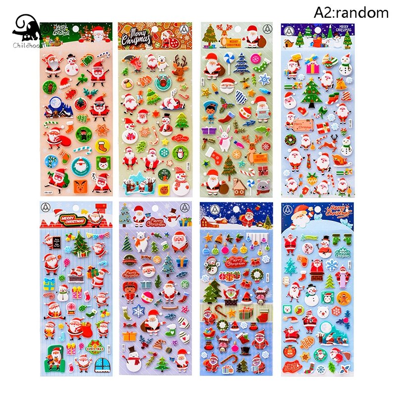 Santa Claus Sticker Children's 3D Stereoscopic Bubble Sticker Diary Sticker Decoration Stationery Stickers