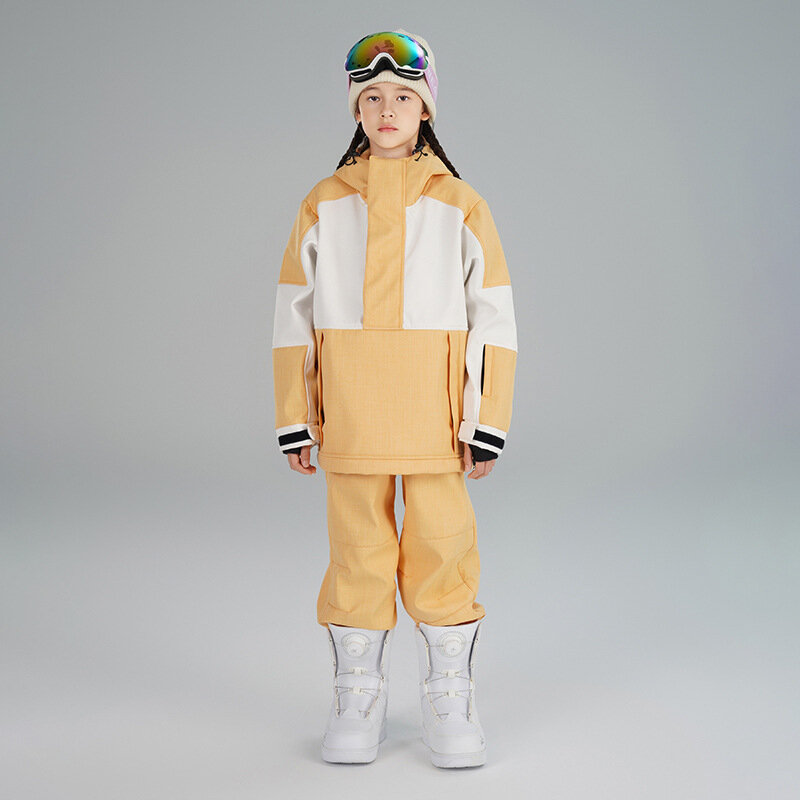 SEARIPE Комплект лыжного костюма, детская теплая одежда, ветровка, водонепроницаемая зимняя теплая уличная куртка, пальто для сноуборда, брюки для мальчиков и девочек
