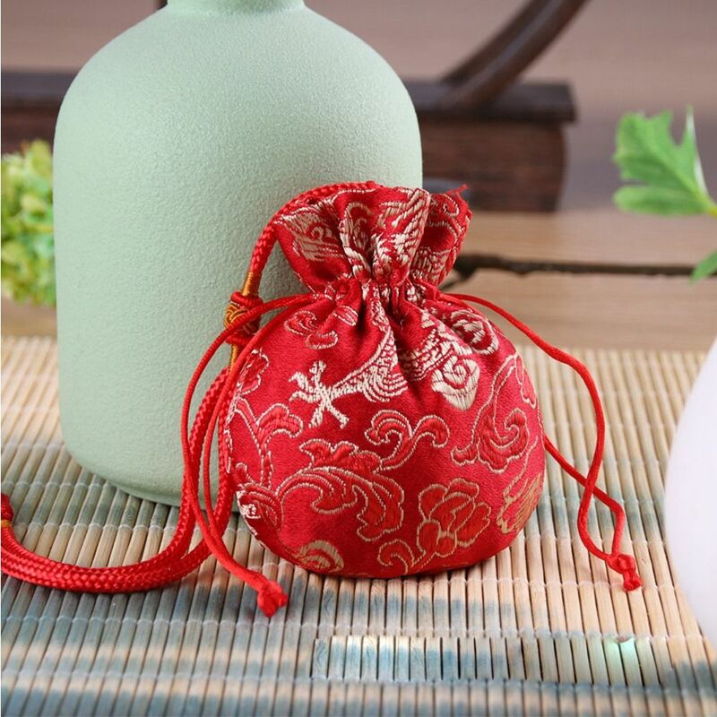 Bolsa de cordão estilo chinês para mulheres, colares, bolsa de decoração pendurada, bolsa de armazenamento, saqueta de joias, presente