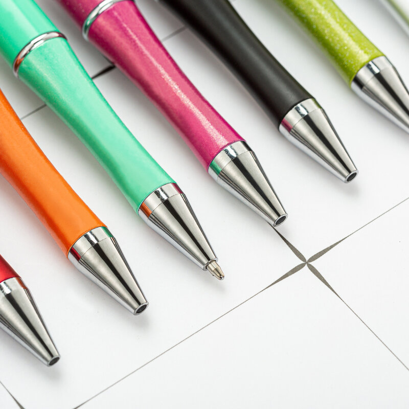 25 Stuks Plastic Beadable Pen Creatieve Diy Kralen Balpen Met As Zwarte Inkt Briefpapier School Kantoor Kids Gift