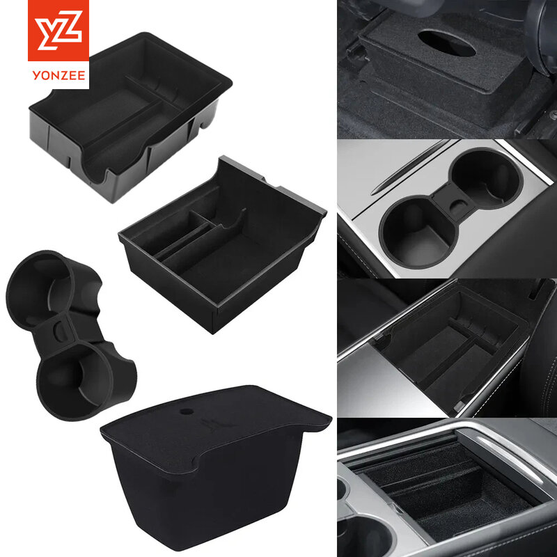 Автомобильный ящик для хранения Tesla 2024 Highland Модель 3, Y-образный центральный подлокотник, скрытый ящик, подставка для чашки, консоль, органайзер, коробка, аксессуары