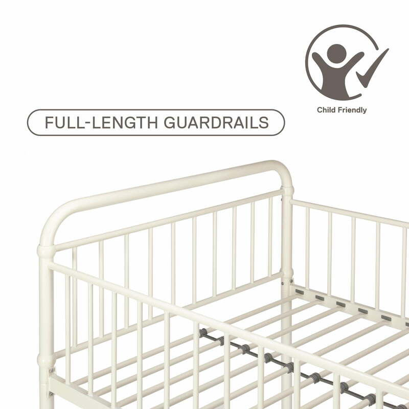 Kelsey-Twin Metal Loft Bed, Guardrails seguro e escada, preto e branco, inclui escada