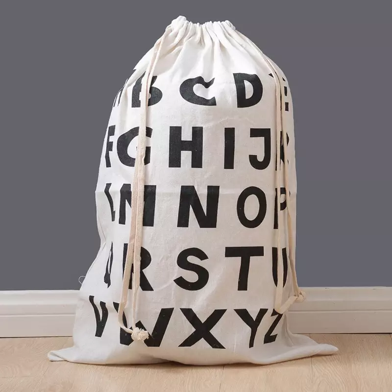 Большая сумка для белья из хлопка и льна, сумка для хранения одежды, игрушек, тканевая сумка-Органайзер на шнурке с принтом для грязной одежды