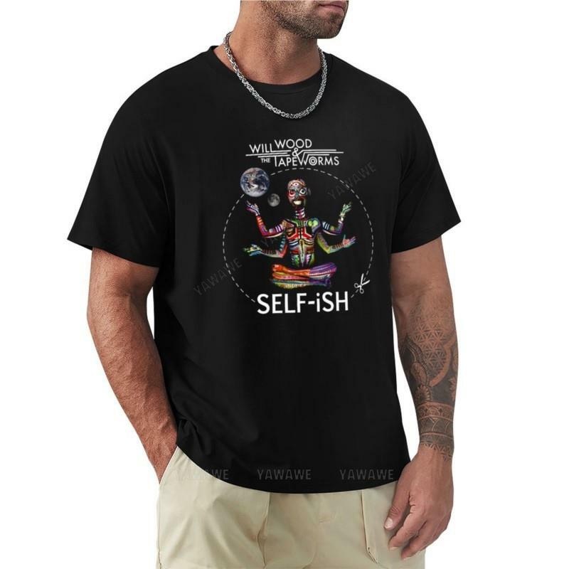 셀피시 윌 우드 티셔츠, 귀여운 상의, 그래픽 티셔츠, 운동 셔츠, 블랙 코튼 남성 티셔츠
