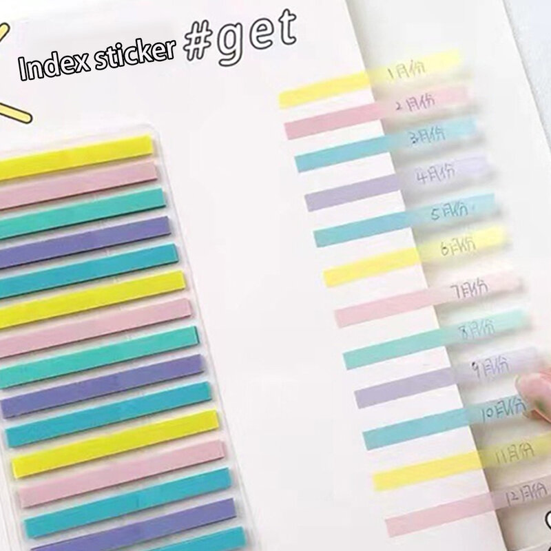 1/2 Stuks Kleurstickers Transparante Fluorescerende Vlaggen Zeer Dunne Strip Index Sticker Beschrijfbare Kleur Transparante Post