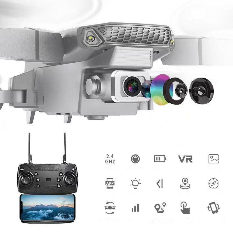 2022 접이식 쿼드콥터 드론 장난감 선물, E88 프로 와이파이 FPV 드론, 광각 HD 4K 1080P 카메라, 높이 고정 RC, 신제품