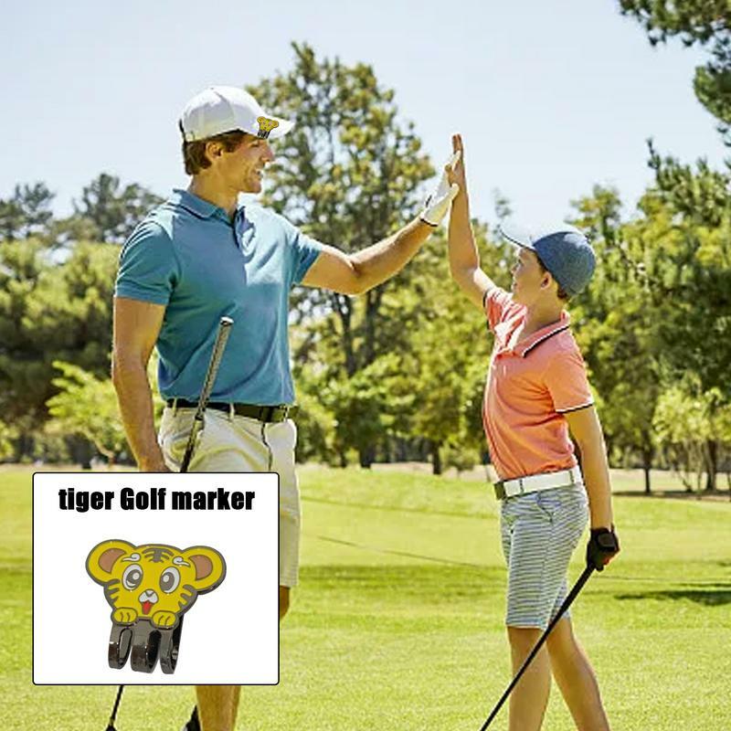 Klip topi Golf Aksesori tas Golf, alat penanda bola Golf magnetik kartun harimau
