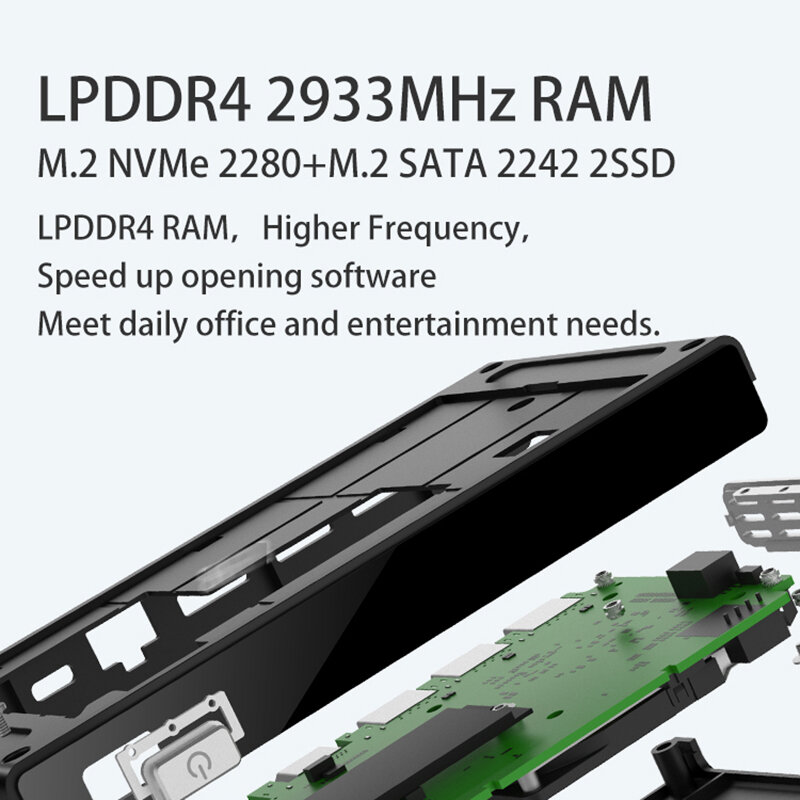 กระเป๋า Mini PC Celeron N5105 2.9GHz 8/16GB LPDDR4 M.2 SATA SSD คอมพิวเตอร์แบบพกพา2.5G LAN windows 11 WiFi6 BT5.2สำหรับ HTPC