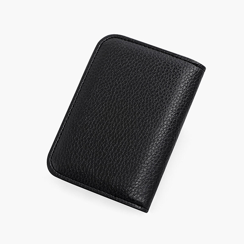 Carteira de couro PU minimalista vintage para homens cor sólida bolsa pequena porta cartão de crédito bolsa para troca de dinheiro
