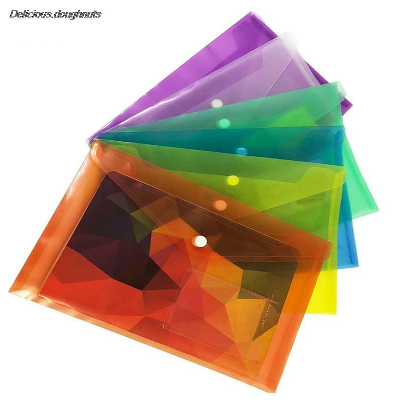Transparente colorido plástico a5 pastas arquivo saco documento segurar sacos pastas de armazenamento de papel