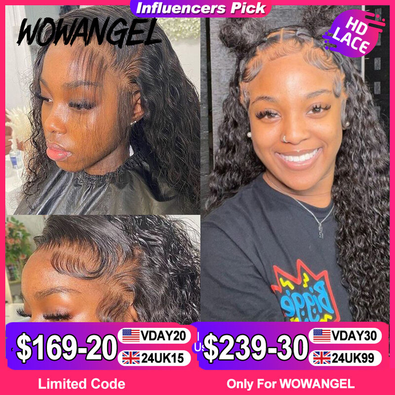 Кружевные передние парики Wow Angel HD, 250% дюймов, 13X 6, парики на сетке спереди, волнистые волосы на сетке HD, вьющиеся парики, парик на сетке из натуральных волос для женщин