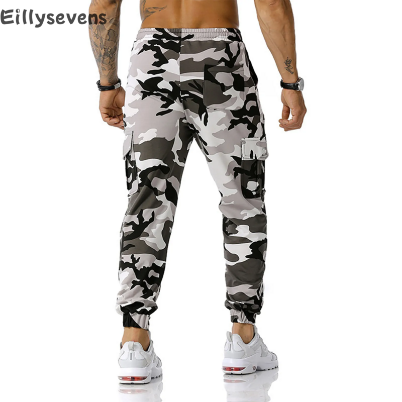 Pantaloni Cargo mimetici da uomo pantaloni da Jogging in stile militare allenamento quotidiano con coulisse multi-tasca pantaloni Fitness sportivi all'aperto