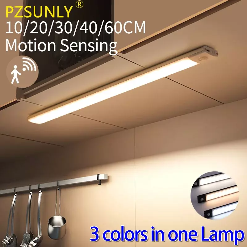 Lampu Led Sensor koridor, lampu Led PIR dekorasi USB nirkabel portabel lemari pakaian mengisi pencahayaan malam dalam ruangan
