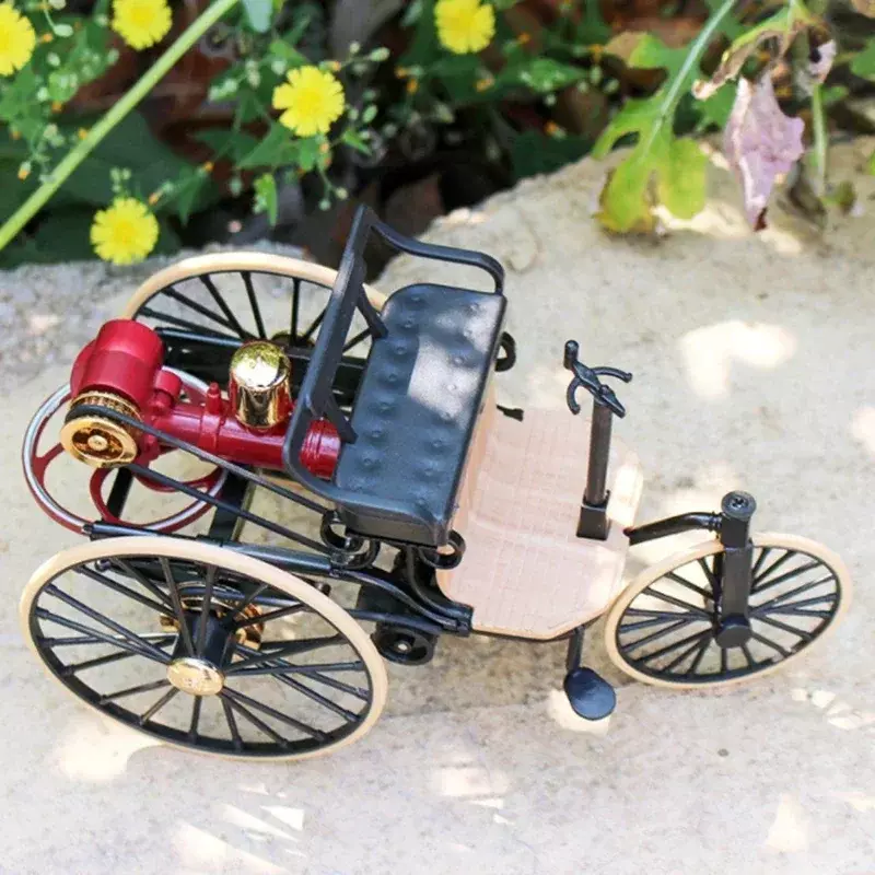 1:12 1886 벤츠 특허 모터 합금 클래식 자동차 삼륜차 모델 다이캐스트 금속 장난감, 레트로 올드 자동차 모델 시뮬레이션 컬렉션, 어린이