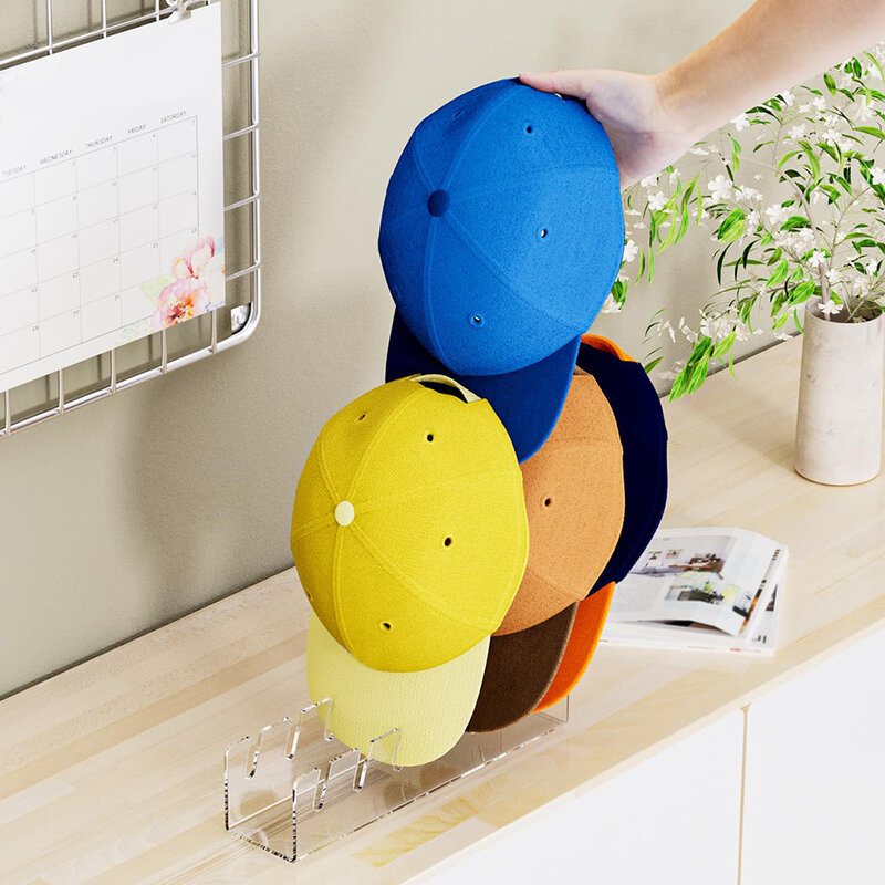 Hat Organizer Acrylic Baseball Caps Display Organizer Hat Organizer for 7 Baseball Caps for Bedroom Living Room Closet Dresser