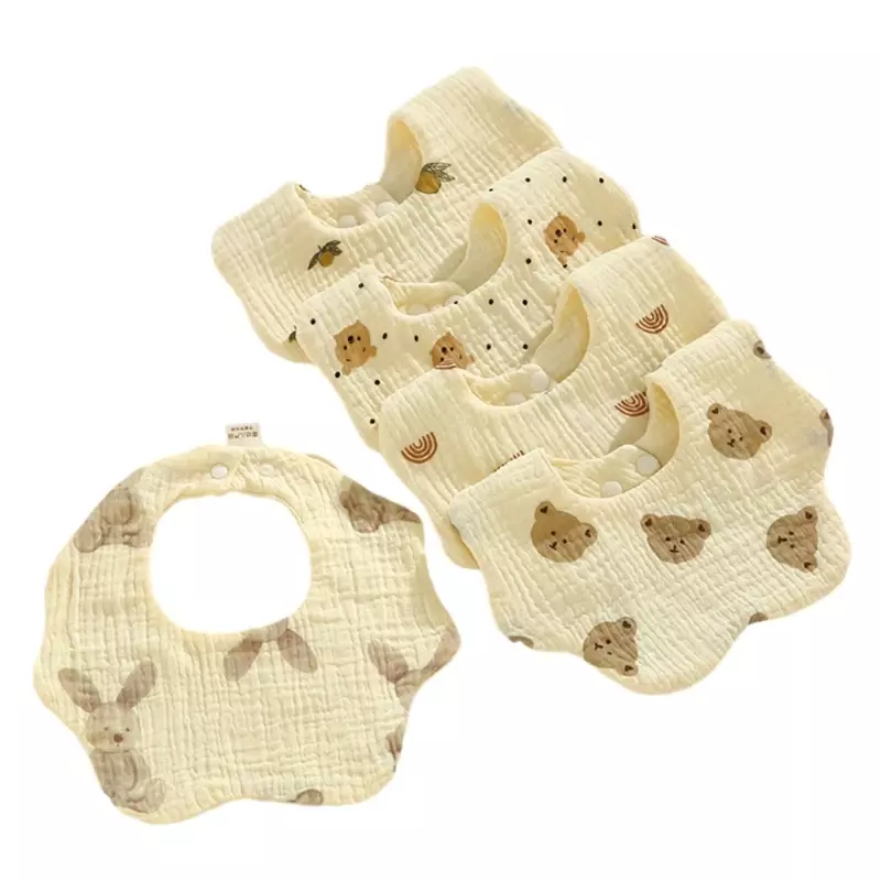 Babadores macios e absorventes com botões ajustáveis, 5 peças, elegantes e práticos, mantêm seu filho seco e confortável
