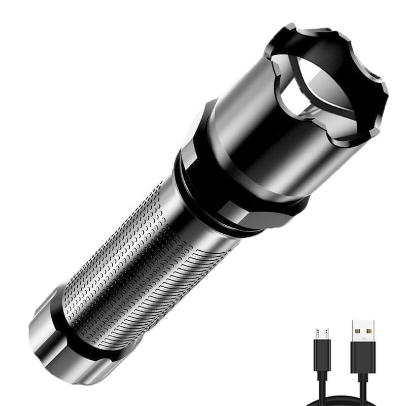 Torcia elettrica in lega di alluminio ricarica USB torcia multifunzionale apparecchio di illuminazione per esterni