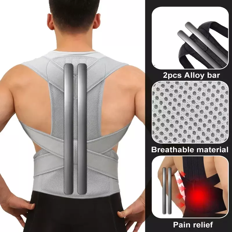 Alloy Rod Back Posture Corrector Orthotics Spine Side Bend Support the Shoulder Treatment Stent Orthodontic Belt Sports Safety