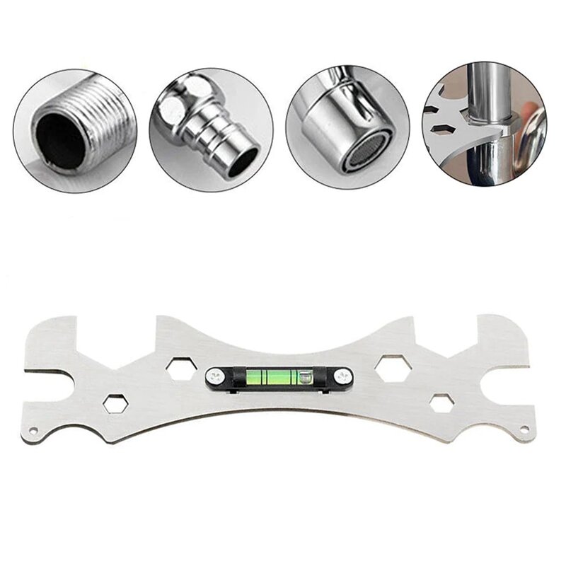 2 PCS Bathroom Multi-Function Wrench Scale Tool Kit With Horizontal Shower Faucet Installation Silver