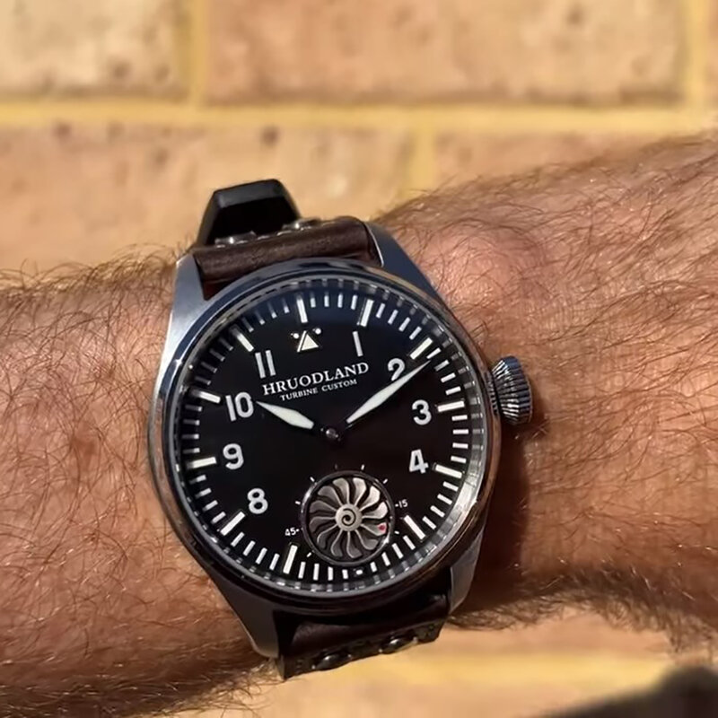 Hroddan jam tangan mekanis otomatis pria 43MM baru 2024 jam tangan kulit safir mewah tahan air BGW-9 5Bar cahaya Reloj hombre