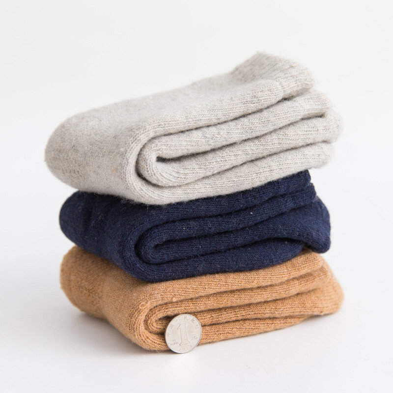 Calcetines de lana gruesa para hombre y mujer, medias de felpa súper sólida, de lana merina, para invierno, 1 par