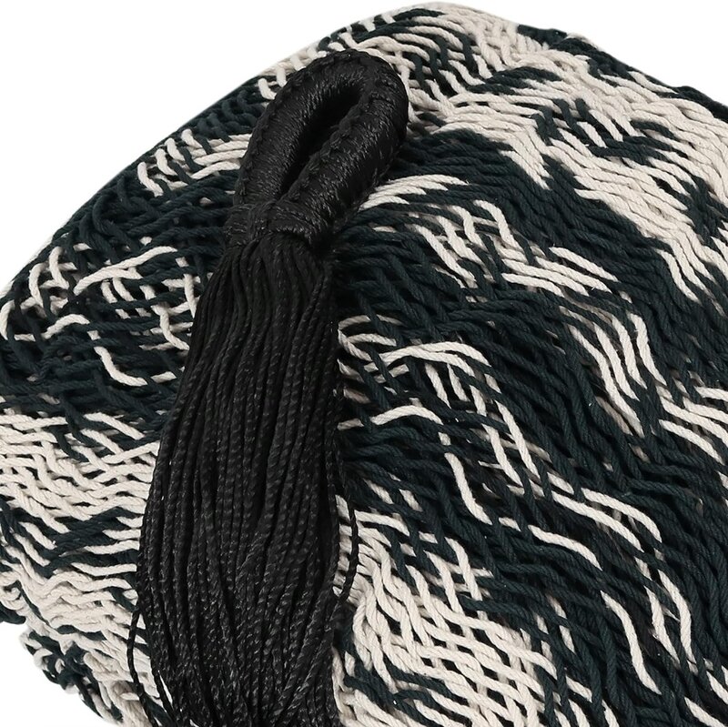 Семейный гамак Mayan Sunnydaze ручной работы, толстый шнур XXL, 625 фунта, 156 дюйма, длина X 90 дюймов, мощность-черный/натуральный