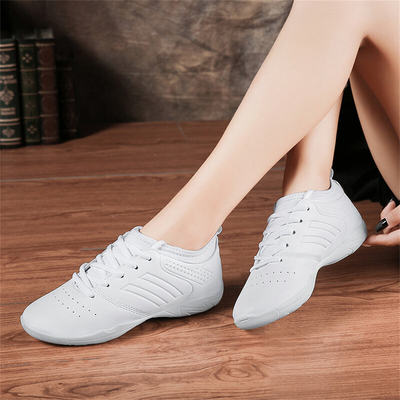 Arkkg รองเท้าเต้นรำผู้หญิง, รองเท้ากันลื่นส้นแบนน้ำหนักเบารองเท้ายิมนาสติกรองเท้ากีฬาฟิตเนสรองเท้าเต้นสีขาว