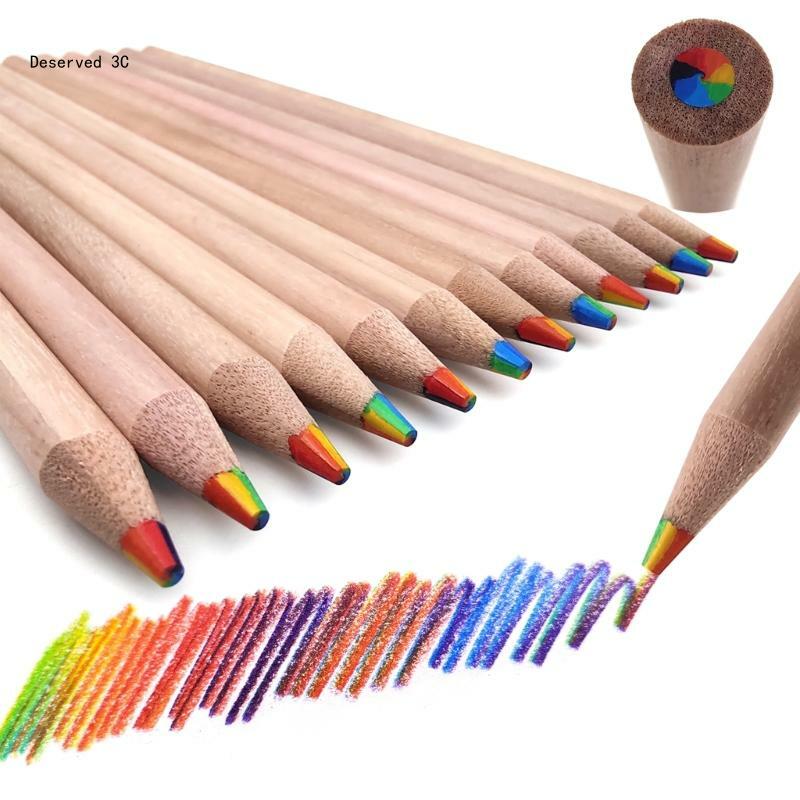 Bút chì màu R9CB, Bút chì màu 7 trong 1 Bút chì cầu vồng dành cho học sinh, Bộ bút chì gỗ