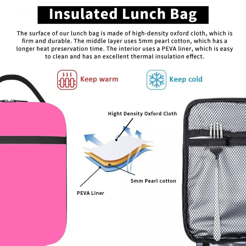Tas Tote makan siang terisolasi, tas makan siang terisolasi tebal aluminium Foil portabel pola warna solid tahan air
