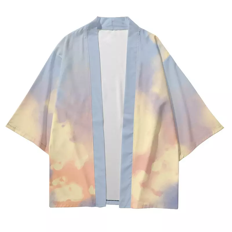 Adt Cloud Print Kimono pour hommes et femmes, Streetwear japonais, Style Harajuku Haori, Cosplay, Kimono