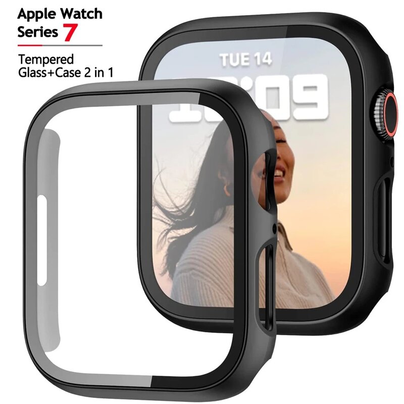 ป้องกันหน้าจอสำหรับ Apple 7 SE 6 5 5 5 5 5 5กรณี44/40/41/45Mm IWatch 42มม.38มม.กระจกนิรภัย + สำหรับ Apple นาฬิกาอุปกรณ์เสริม