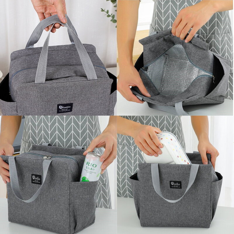 Multifunction Large Capacity Cooler Bag Canvas Portable Zipper Thermal Lunch Bags Maitresse Print Lunch Box New Picnic Food Bag