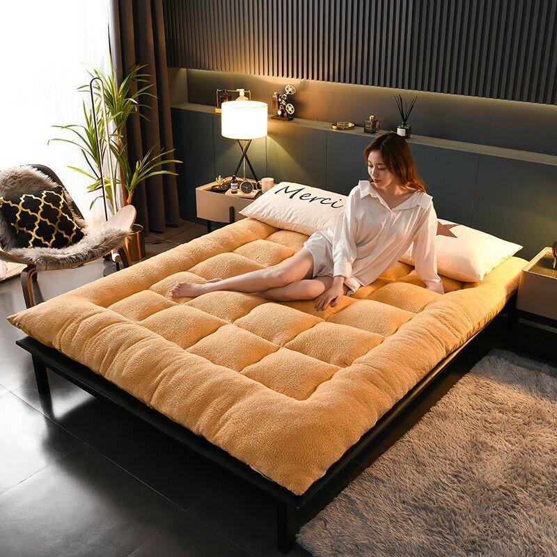 Lamb Velvet Mattress Thickened Cushion Home Tatami Dormitory Single Student Dormitory Bed Cotton Queen Full Size Bed Mattress