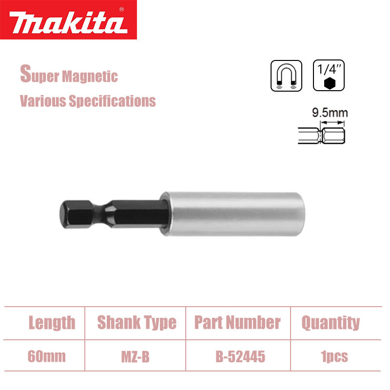 Makita braket batang pegangan heksagonal, aksesori alat obeng penguncian otomatis magnetis kuat 6.35mm