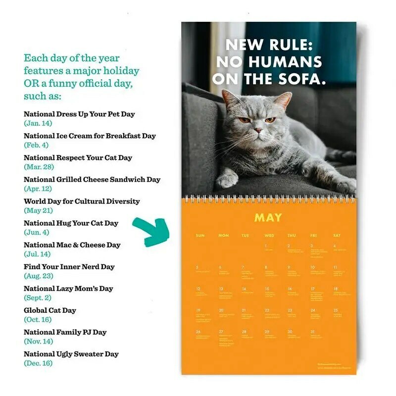 غاضب القط التقويم مع الورق المطلي ، التخطيط الإبداعي ، سطح المكتب الديكور ، هدية عيد ميلاد ، قطع القطط ، 2024 ، الإبداعية