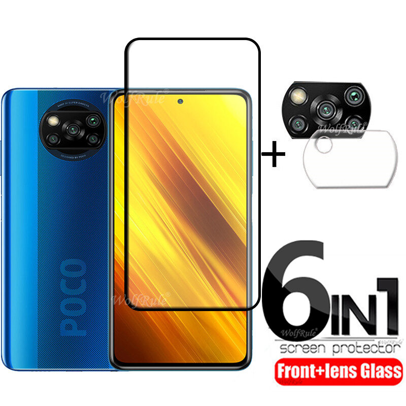 6-в-1 Для Xiaomi Poco X3 стекло для Poco X3 Закаленное стекло Защитная пленка на весь экран для Poco X3 M3 M4 X4 Pro стекло объектива