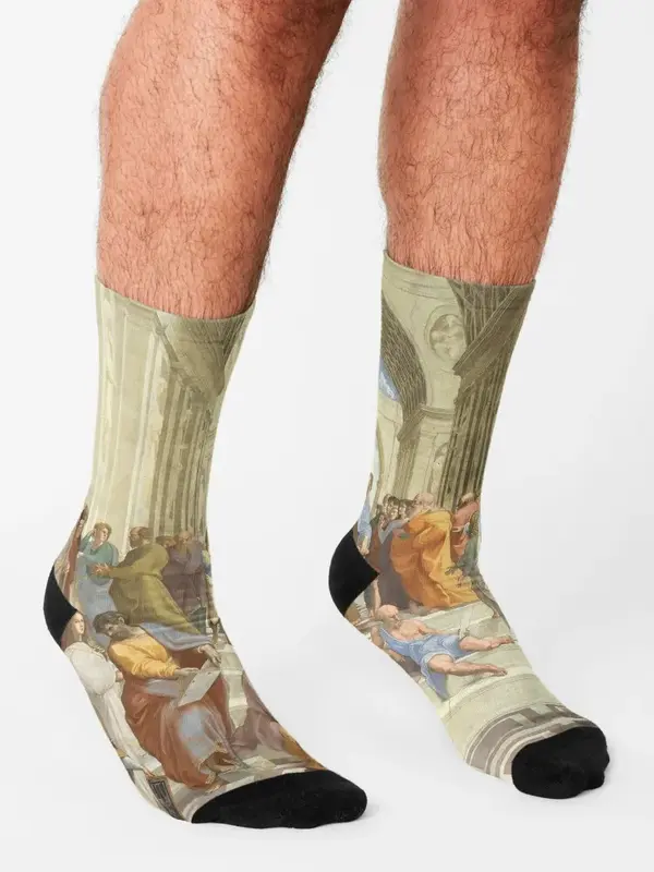 Calcetines de compresión para hombre y mujer, medias de Raphael, de la escuela griega antigua de Athens, philosoppers, Regalos divertidos