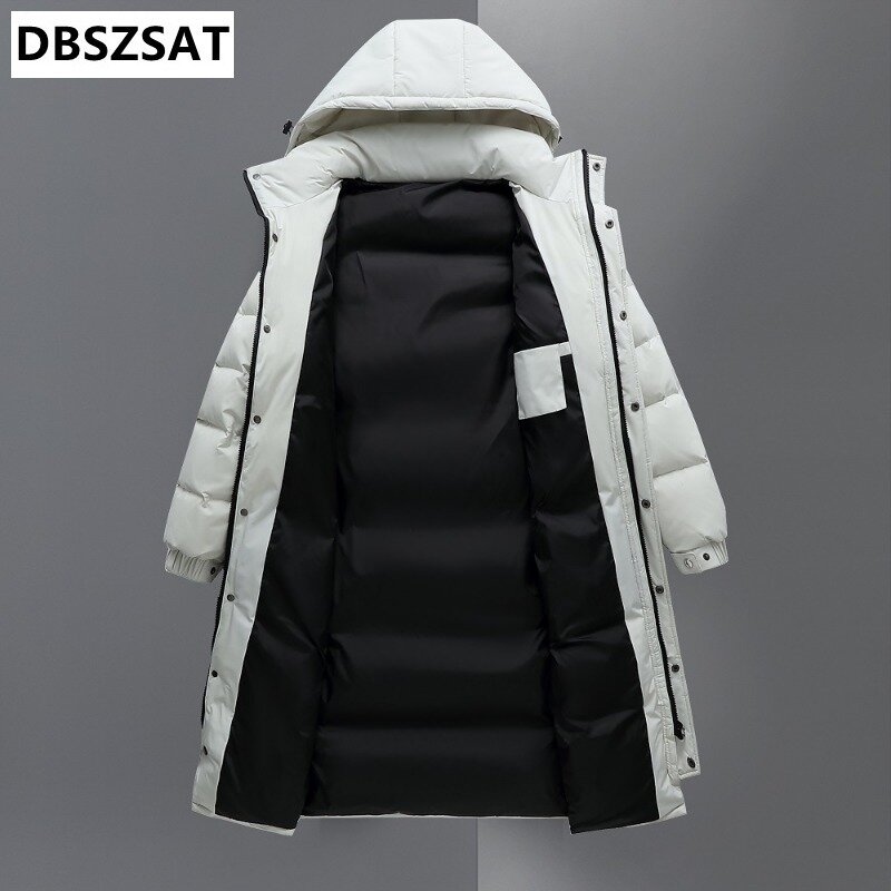 Men Winter Long Duck Down Coats Hooded Casual Down Jackets High Quality Male Outdoor Windproof Warm Winter Jackets Mens Clothing