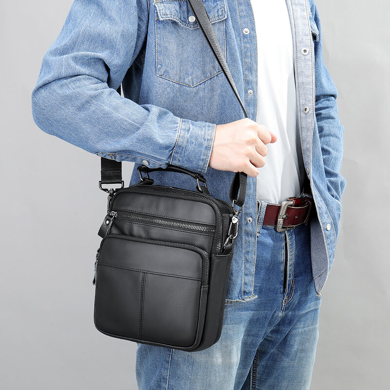 Westal-男性用の本革バッグ,革のバッグ,裸の肩,黒いデザイナーバッグ,クリスマスプレゼント,愛のメッセージ