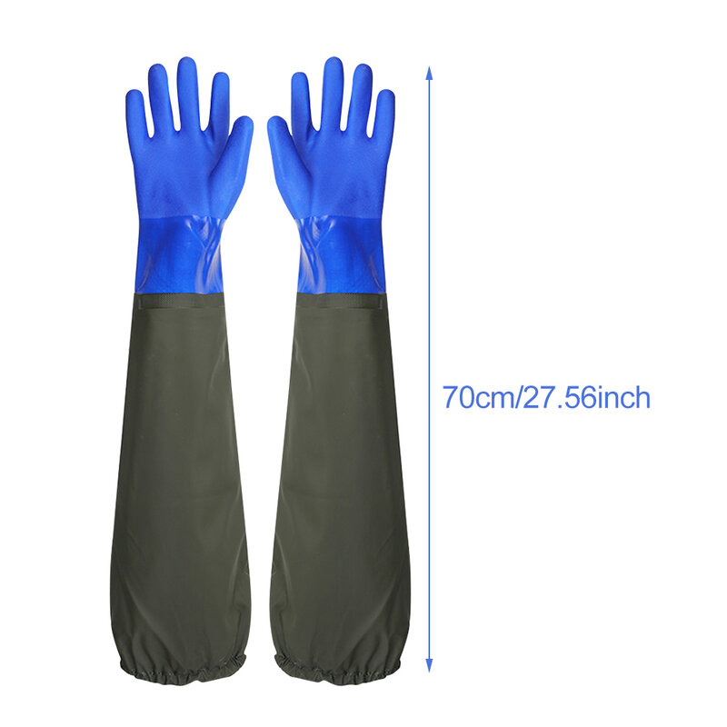 Lapisan katun tugas berat melindungi kulit lengan panjang sarung tangan karet tahan kimia tahan air taman besar tahan lama pegangan sangat baik