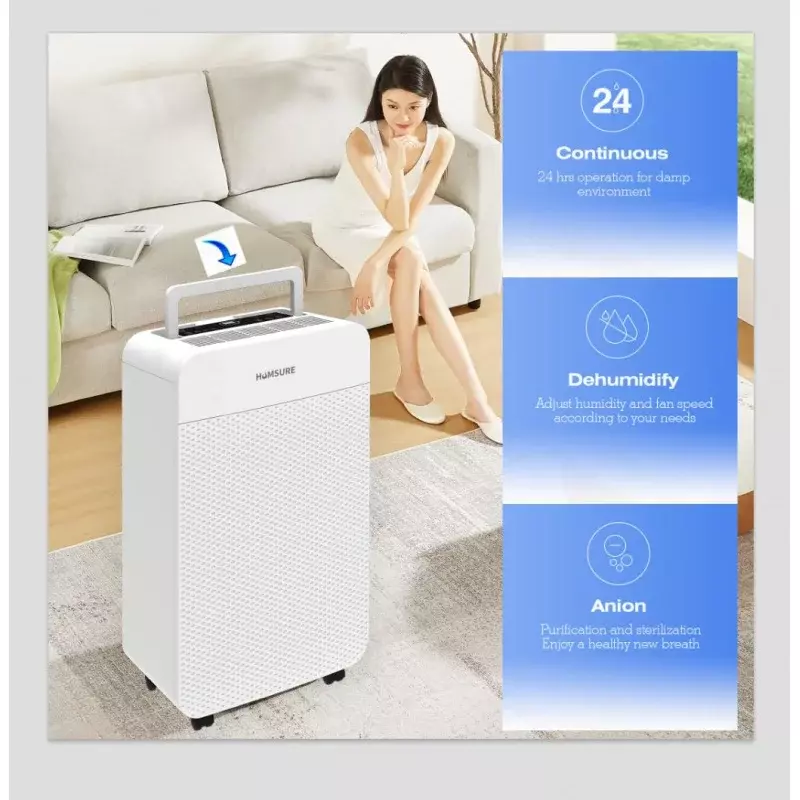 Dehumidifier for Basement and Home 4500 Sq. Ft 70 Pints, Bathroom, Bedroom, Equipped With DrainageHose, Automatic Defrosting, 24