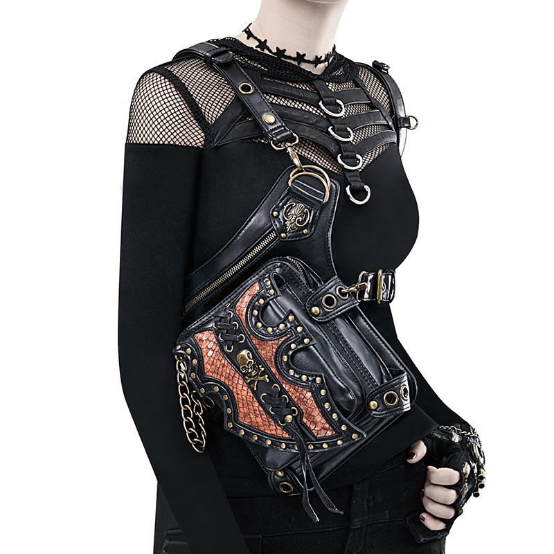Chikage Euramerican Y2K style Women's Waist Pack Steampunk Motorcycle Single Shoulder Crossbody Bag Personality Fanny Pack