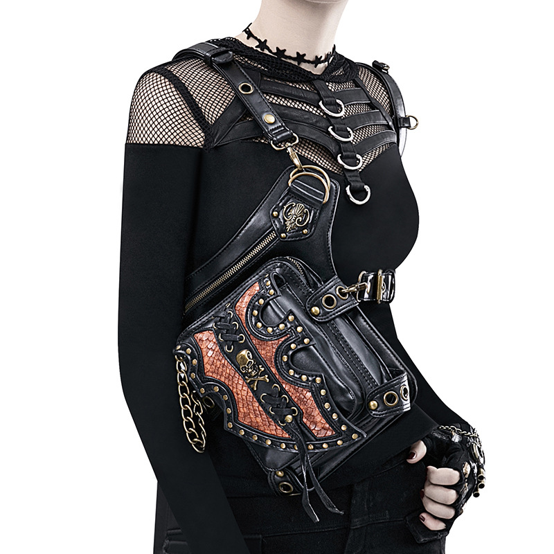 Chikage-riñonera con personalidad para mujer, bolso cruzado de un solo hombro, estilo euroamericano Y2K, Steampunk, motocicleta