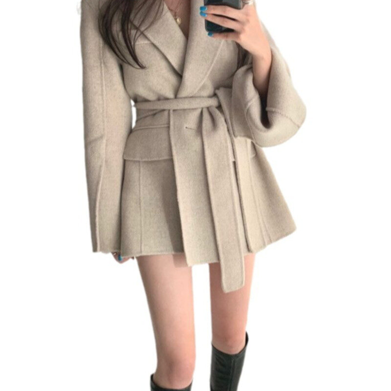 JNMC-Chaqueta de Color liso minimalista para mujer, traje de colección con un botón y lazo en la cintura, primavera y otoño, nuevo estilo, 2024