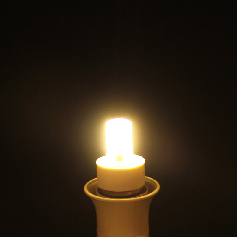 E12 lampu bohlam kristal putih SMD LED 80 3014, lampu sorot LED 110V / 220V 360 dapat diredupkan putih hangat